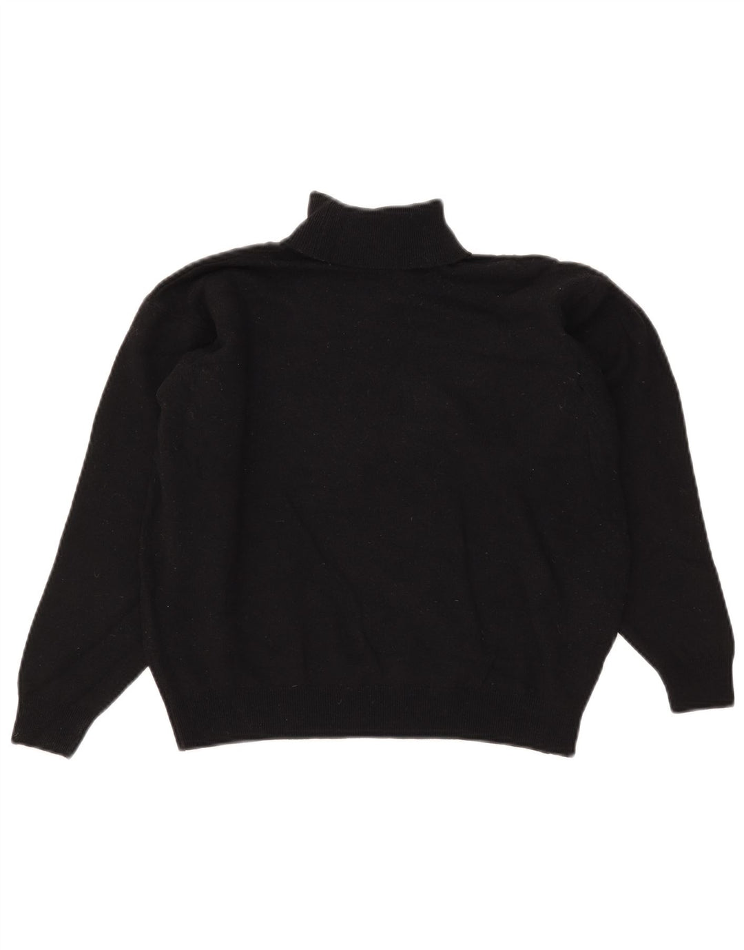 Marks & Spencer Womens Crop Roll Neck Jumper Sweater UK 14 Large Black Wool