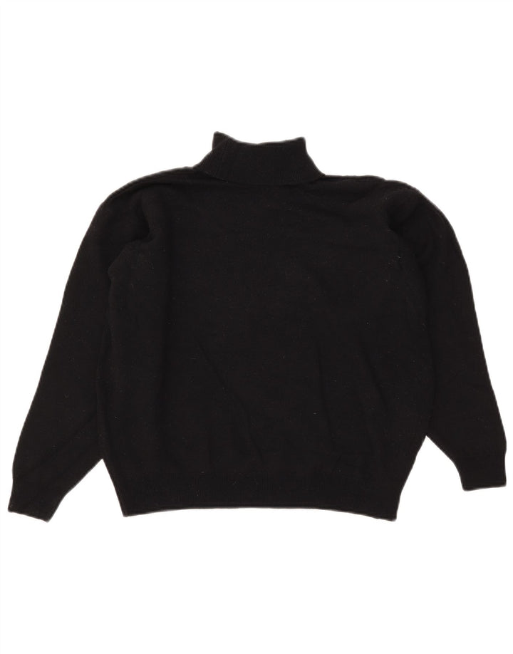 Marks & Spencer Womens Crop Roll Neck Jumper Sweater UK 14 Large Black Wool