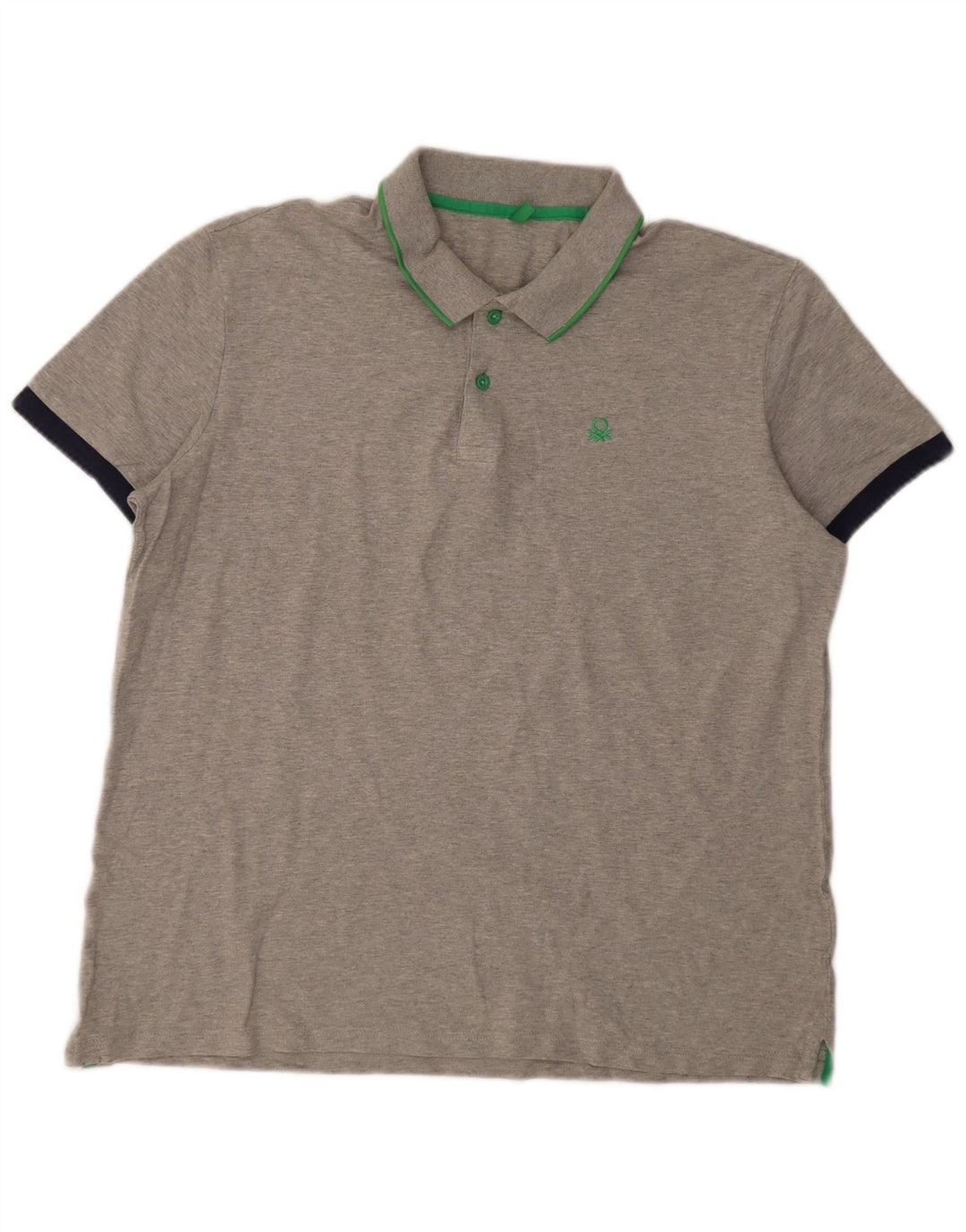 Benetton Mens Polo Shirt 2XL Grey Cotton