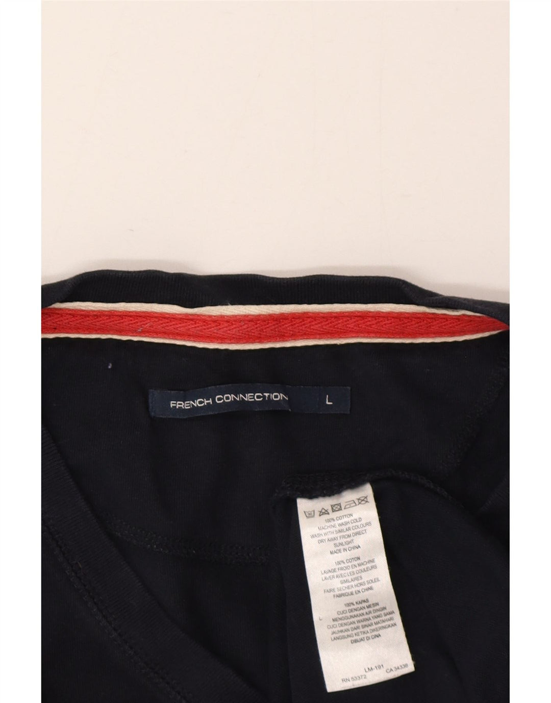 French Connection Mens Graphic T-Shirt Top Large Navy Blue Cotton