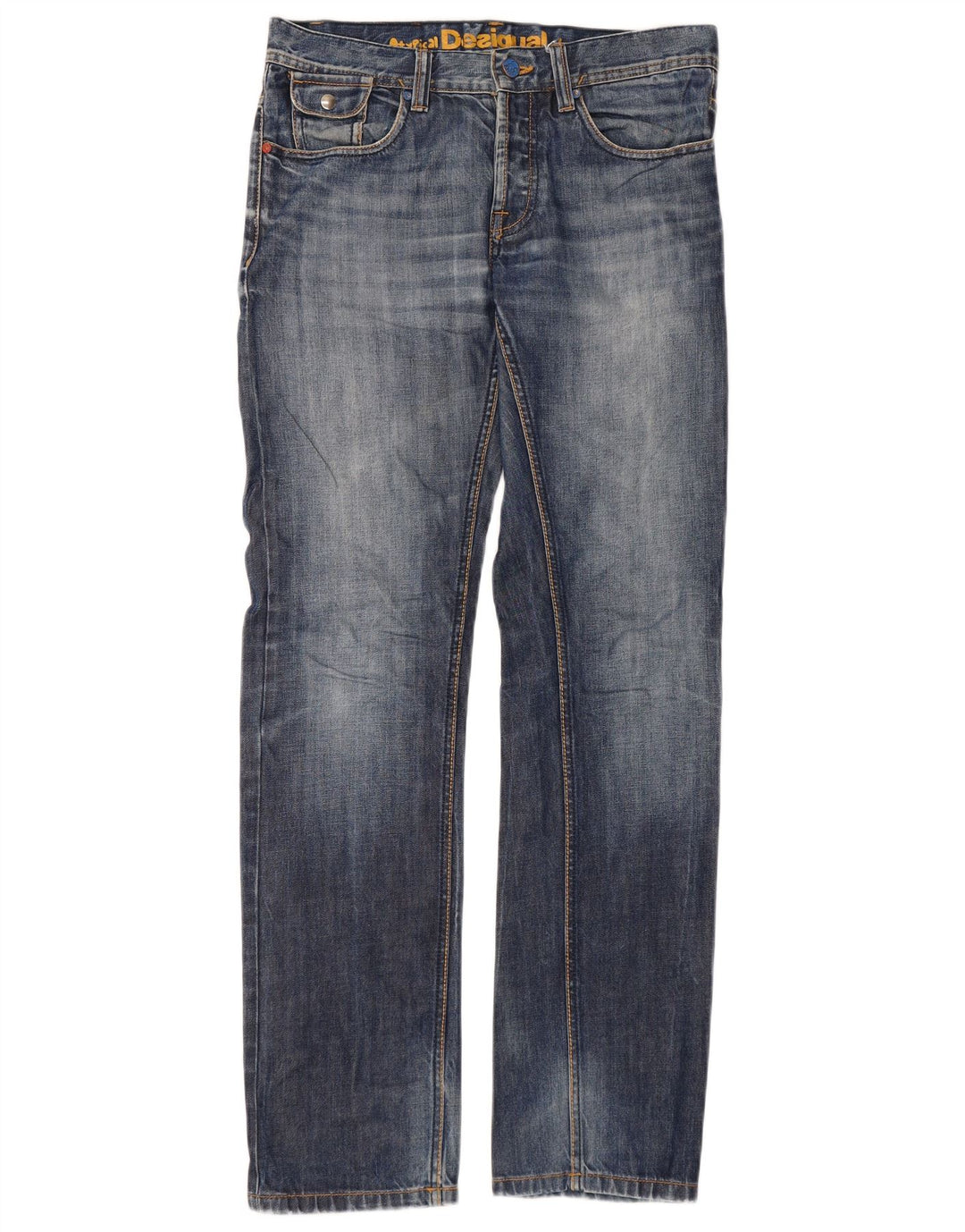Desigual Mens Straight Jeans W30 L33 Blue Cotton
