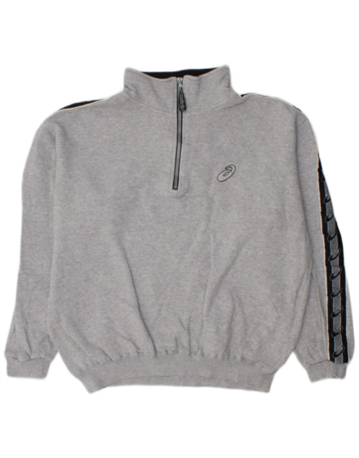 Asics Mens Loose Fit Graphic Sweatshirt Jumper Medium Grey Colourblock