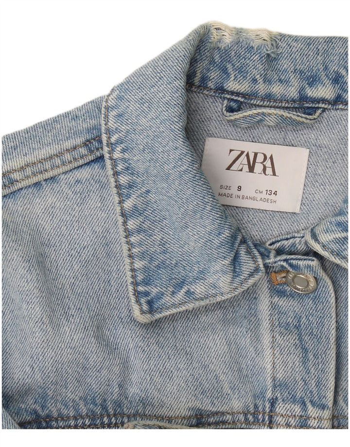Zara Girls Graphic Denim Jacket 8-9 Years Blue