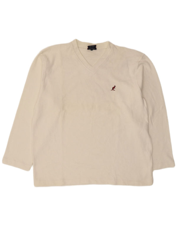 AUSTRALIAN L'ALPINA Mens V-Neck Jumper Sweater IT 56 2XL White Cotton