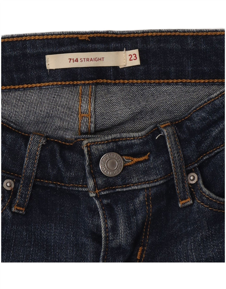 Levi's Dame 714 Straight Jeans W23 L33 Blå Bomuld
