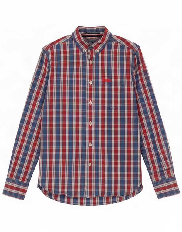 Superdry Mens Shirt Small Blue Check Cotton