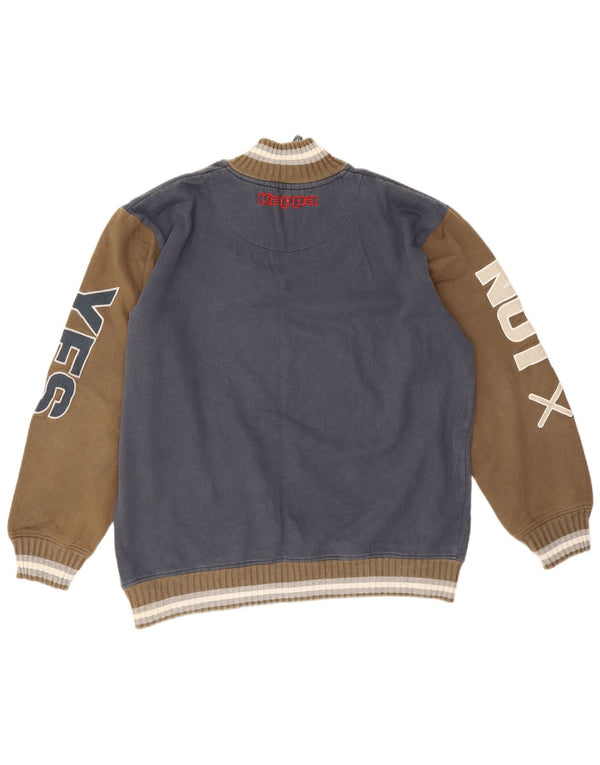 Kappa Herre Grafisk Zip Neck Sweatshirt Jumper 2XL Navy Blue Colourblock