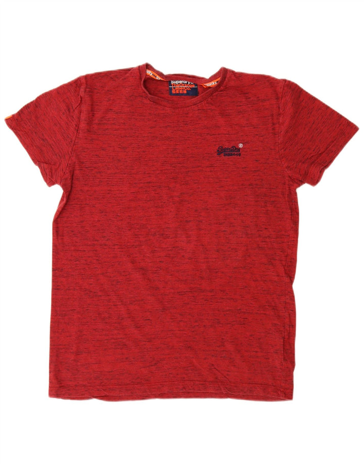 Superdry T-shirt top til mænd Medium rød flækket bomuld