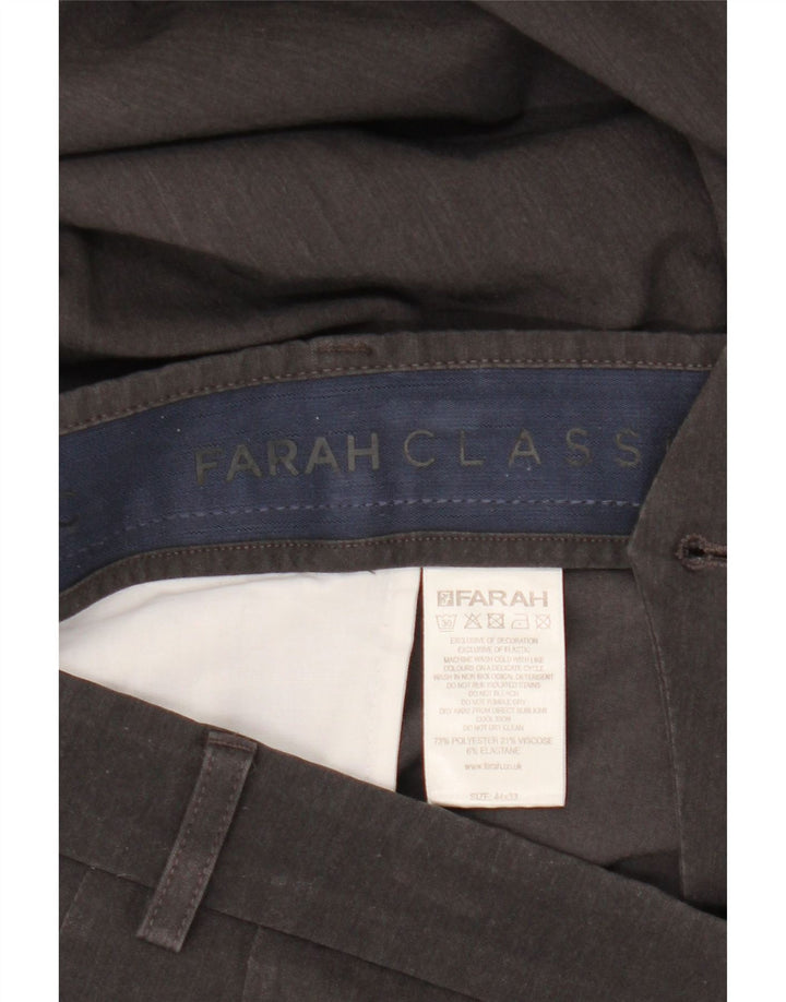 Farah Mens Classic Slim Suit Trousers W44 L33 Grey Polyester