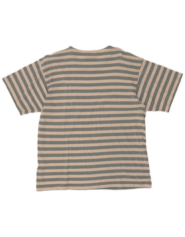 Trussardi Jeans Womens Graphic T-Shirt Top UK 16 Large Blue Striped Cotton