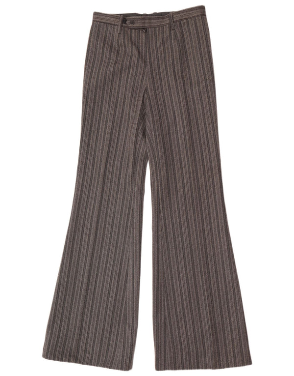 Vintage Mens Flare Casual Trousers W28 L34 Grey Striped