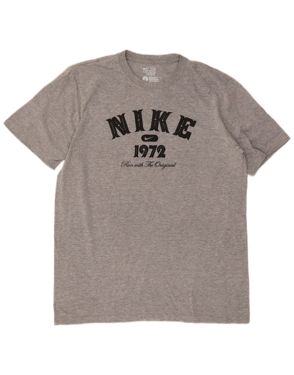 Nike Camiseta con gráfico de corte regular para hombre, talla grande, gris moteado