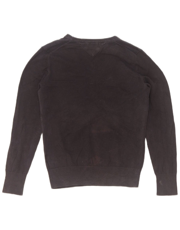 Tommy Hilfiger Damen-Pullover mit V-Ausschnitt, Gr. 10, Größe S, Marineblau, Baumwolle