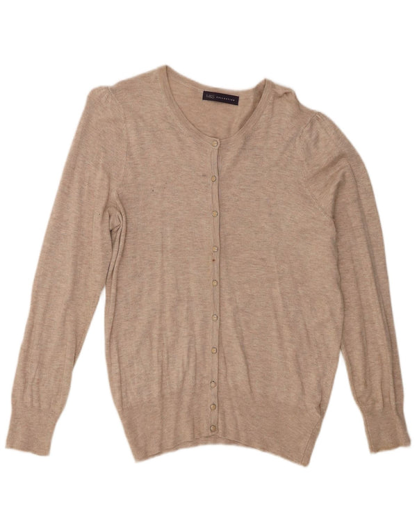 Maglione cardigan da donna Marks & Spencer UK 14 Viscosa screziata beige medio