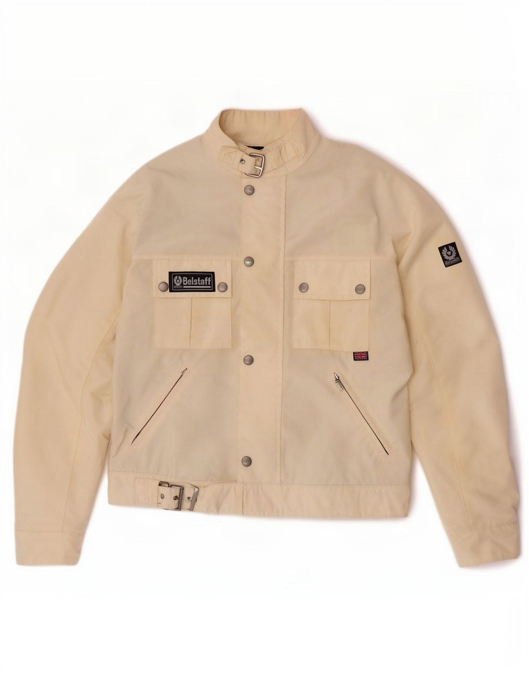 Belstaff Chaqueta Racer para mujer UK 12 Medium Off White Nylon