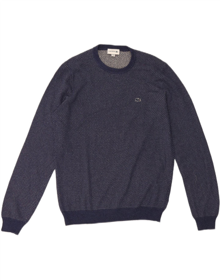 Lacoste Mens Crew Neck Jumper Sweater Size 5 Large Navy Blue Wool