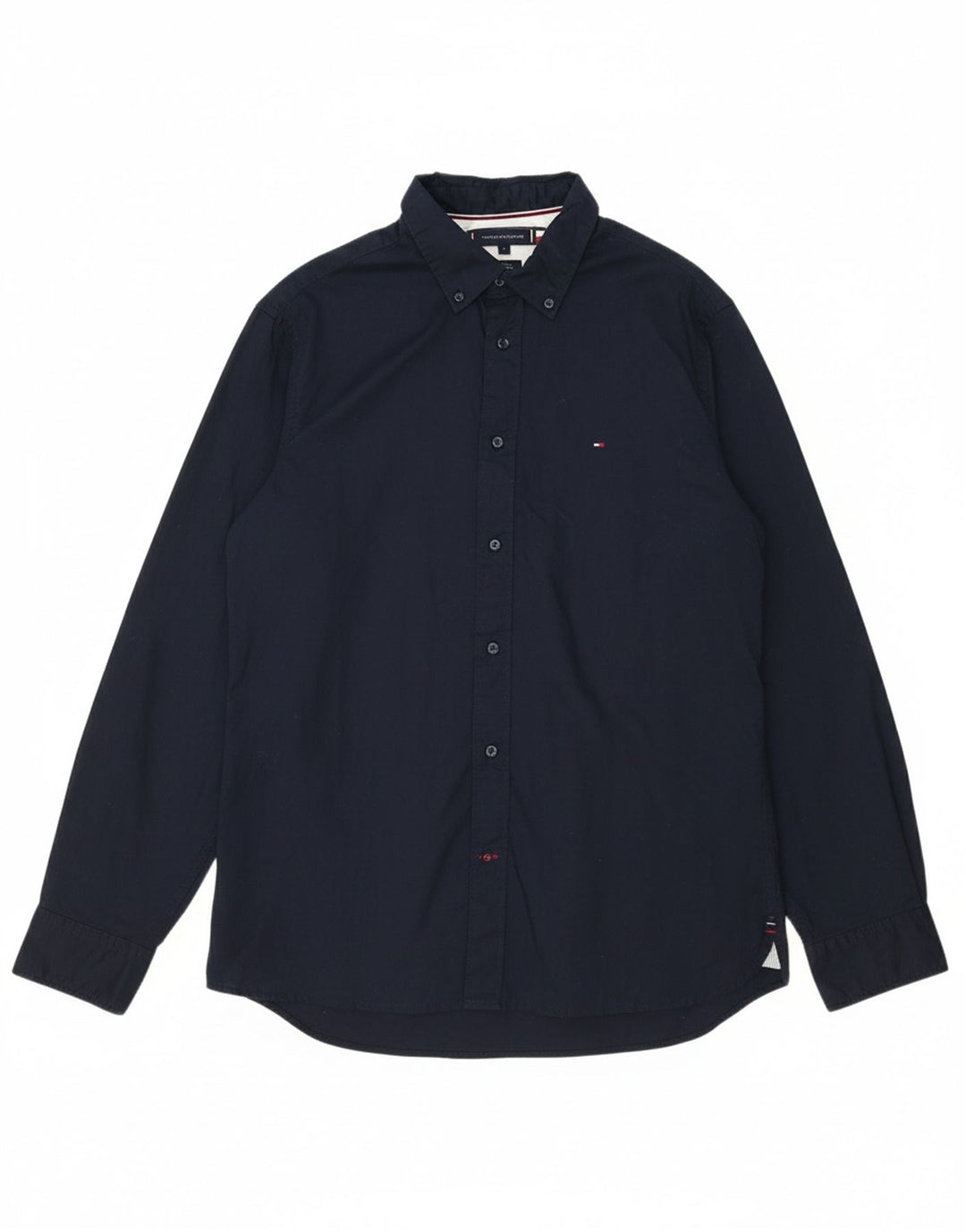 TOMMY HILFIGER Mens Flex Regular Fit Shirt Large Navy Blue Cotton