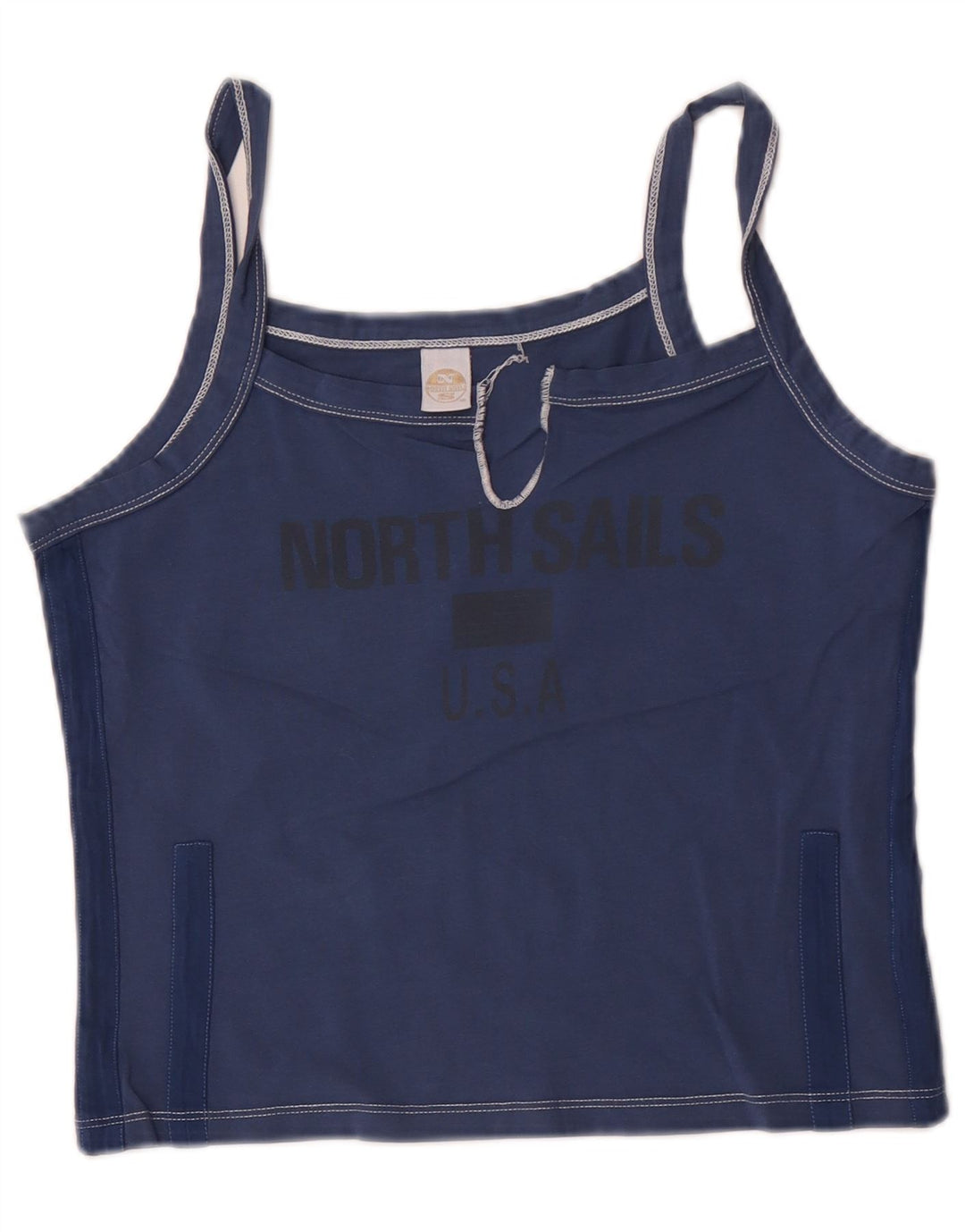 North Sails Womens Graphic Cami Top UK 14 Large Navy Blue Cotton