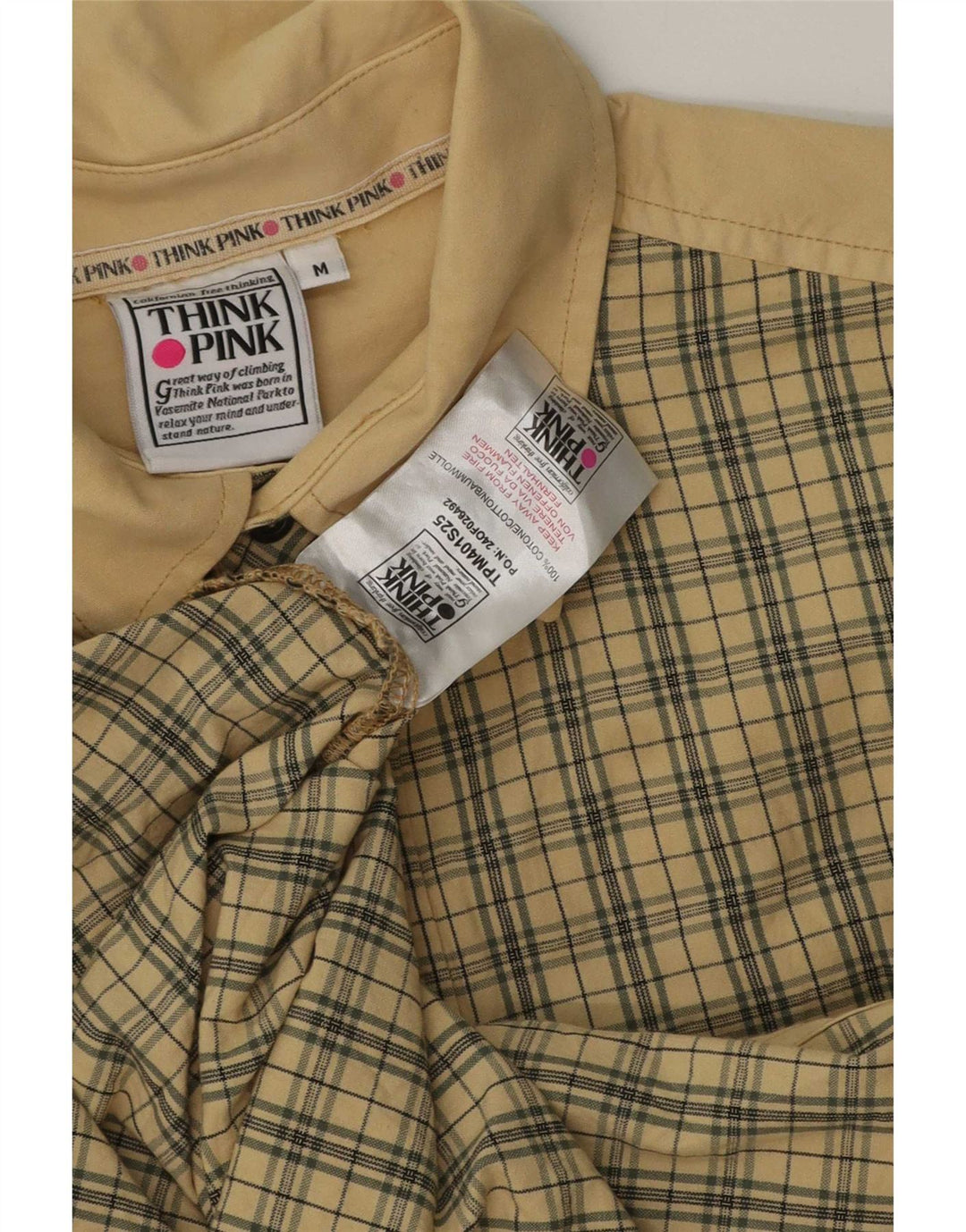 Tænk Pink Herreskjorte Medium Beige Ternet bomuld