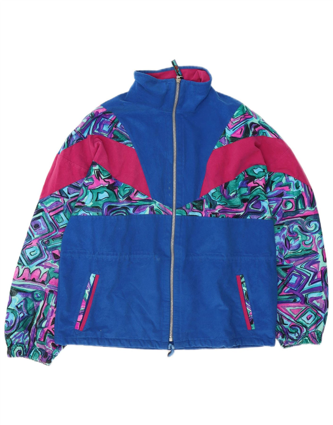 Terinda Womens Oversized træningsdragt Topjakke UK 14 Medium Blue Geometric
