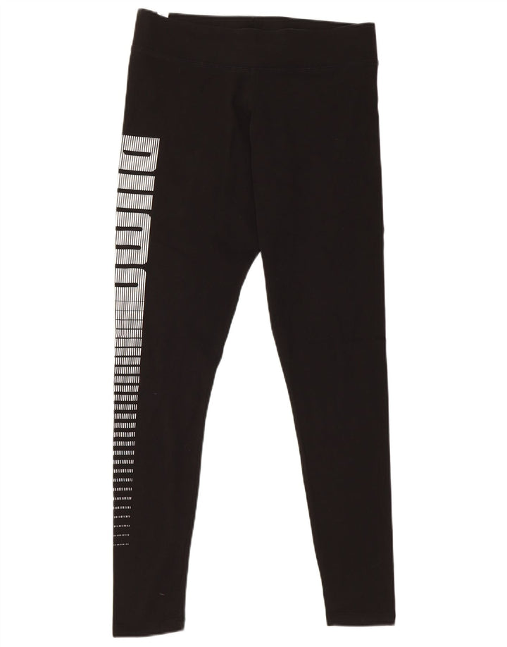 Puma Womens Graphic Leggings UK 16 Large Black Cotton