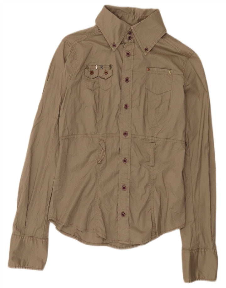 Diesel Damen-Hemd UK 10 Small aus grauer Baumwolle