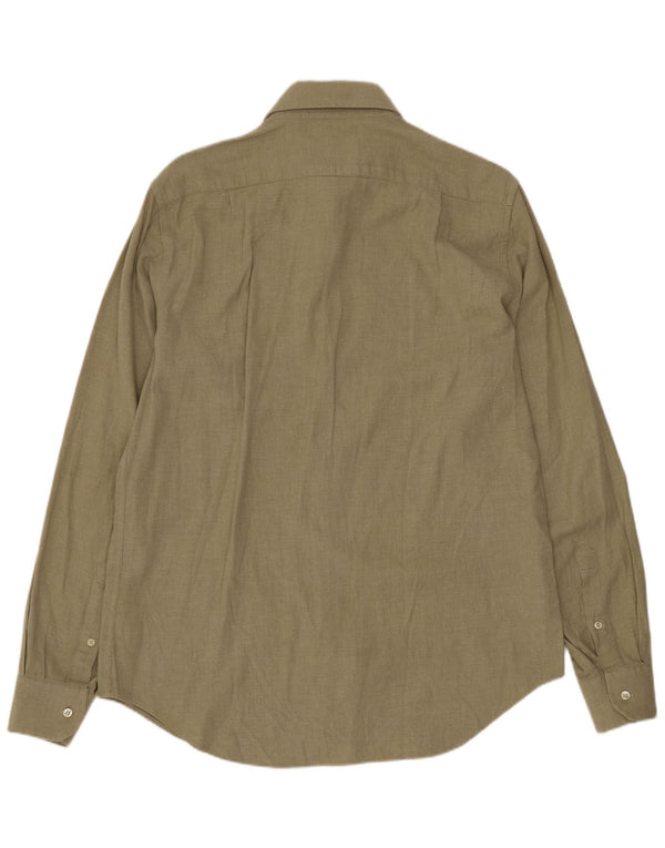 Les Copains Mens Regular Fit Shirt Size 15 1/2 40 Medium Green Cotton