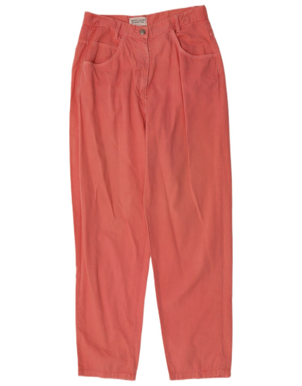 Benetton Womens High Waist Tapered Casual Trousers IT 46 Large W28 L29 Pink