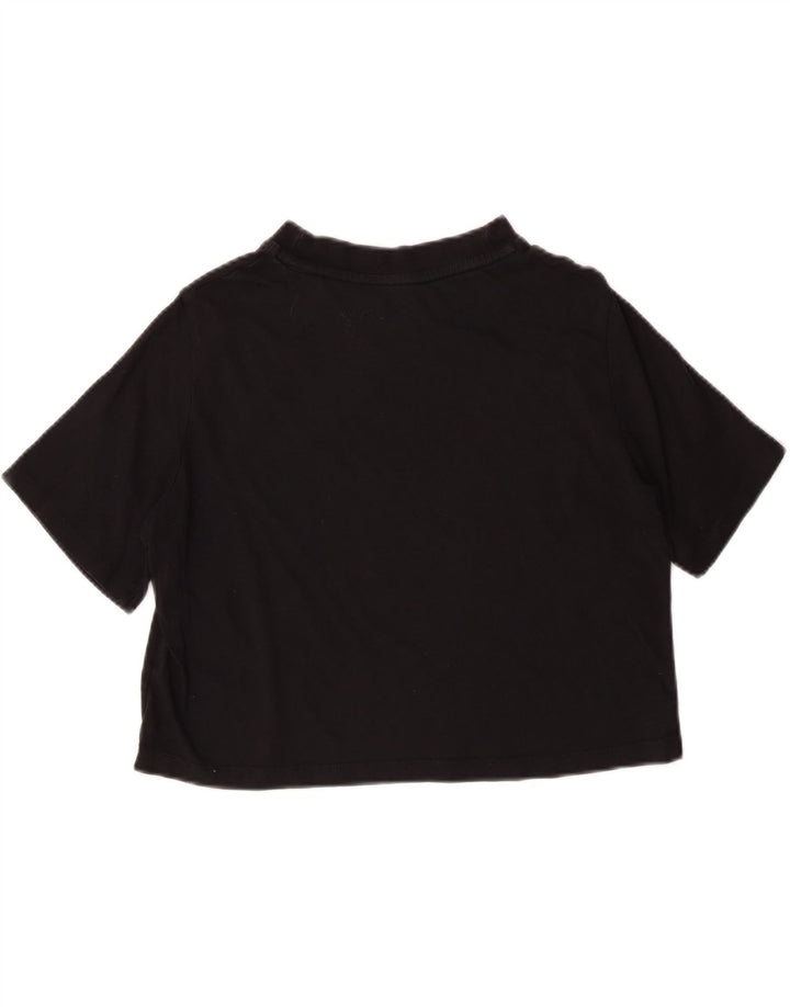 REEBOK Womens Crop Graphic T-Shirt Top UK 14 Medium Black Vintage Reebok and Second-Hand Reebok from Messina Hembry 