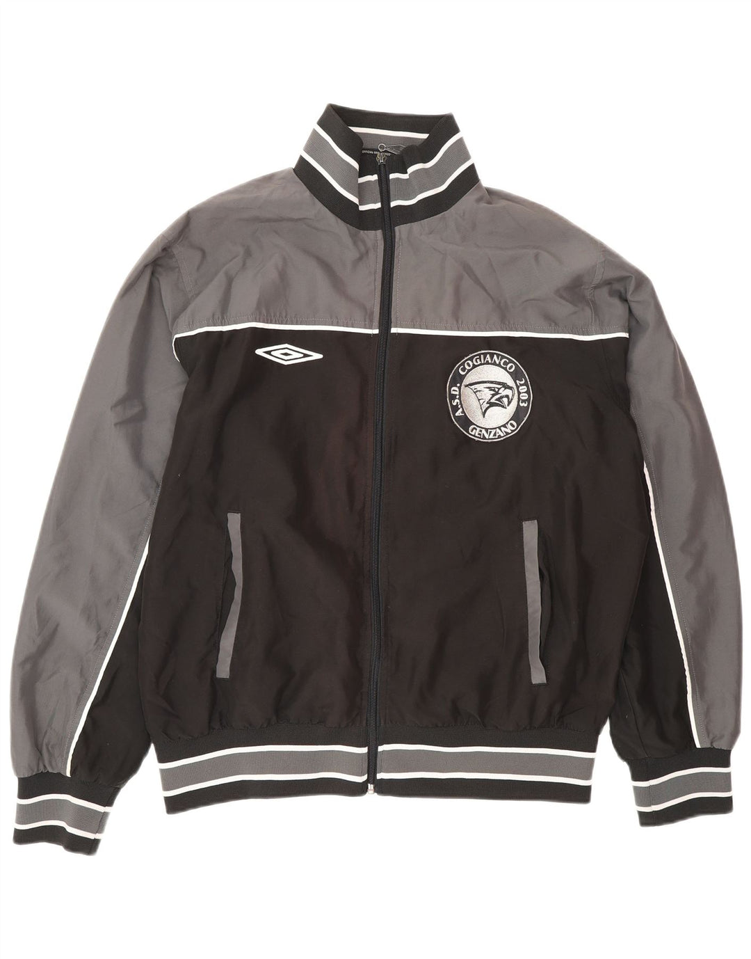 Umbro Mens Graphic Tracksuit Top Jacket Large Grey Colourblock Polyester