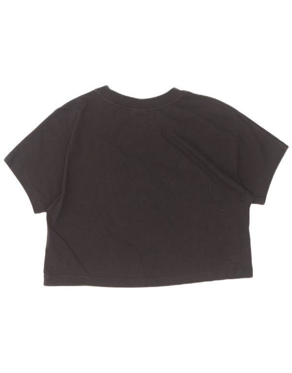 Nike Damen Crop Graphic T-Shirt Top UK 16 Large Schwarz Baumwolle