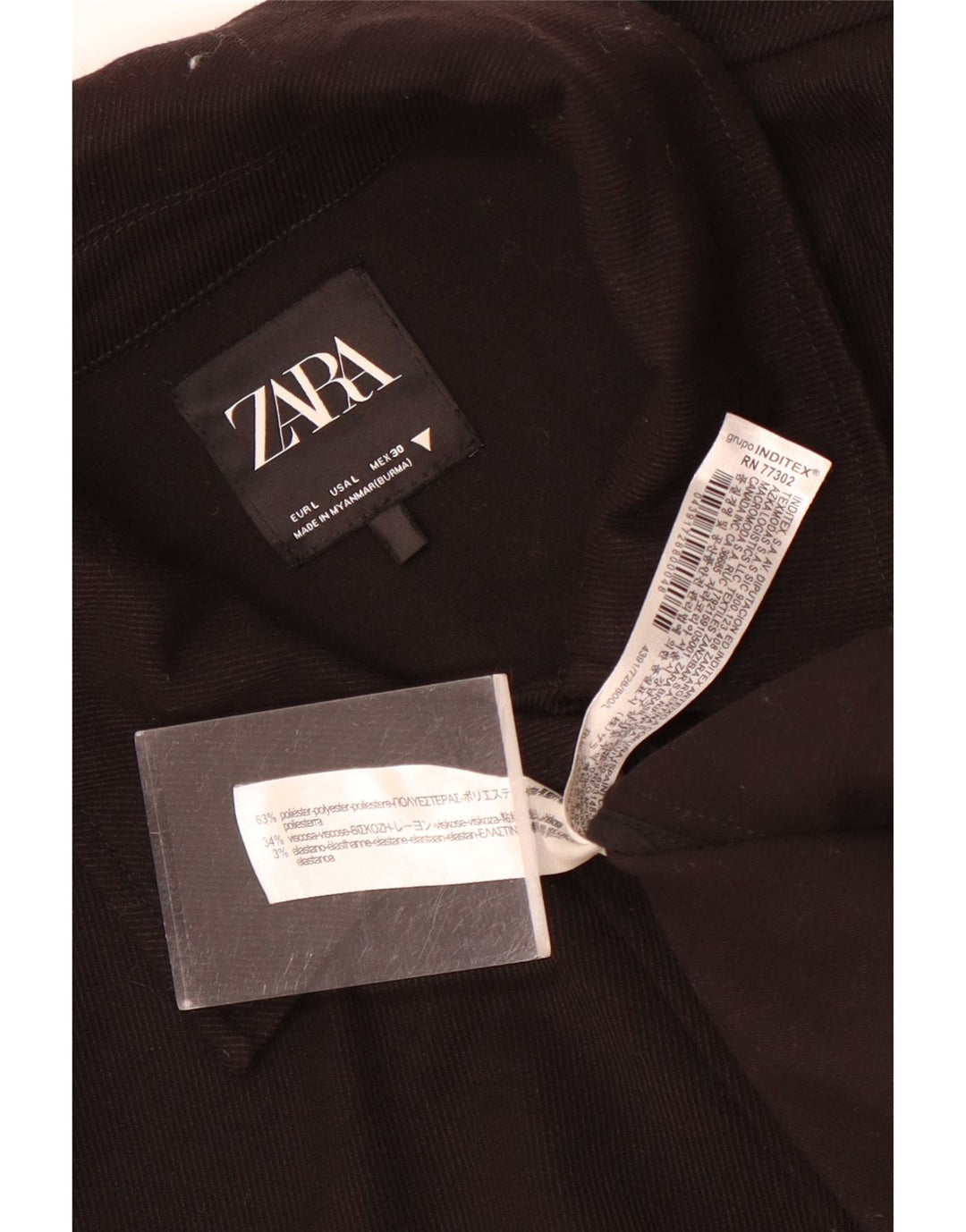 Zara Mujer Chaqueta Bomber Extragrande UK 46 Grande Poliéster Negro