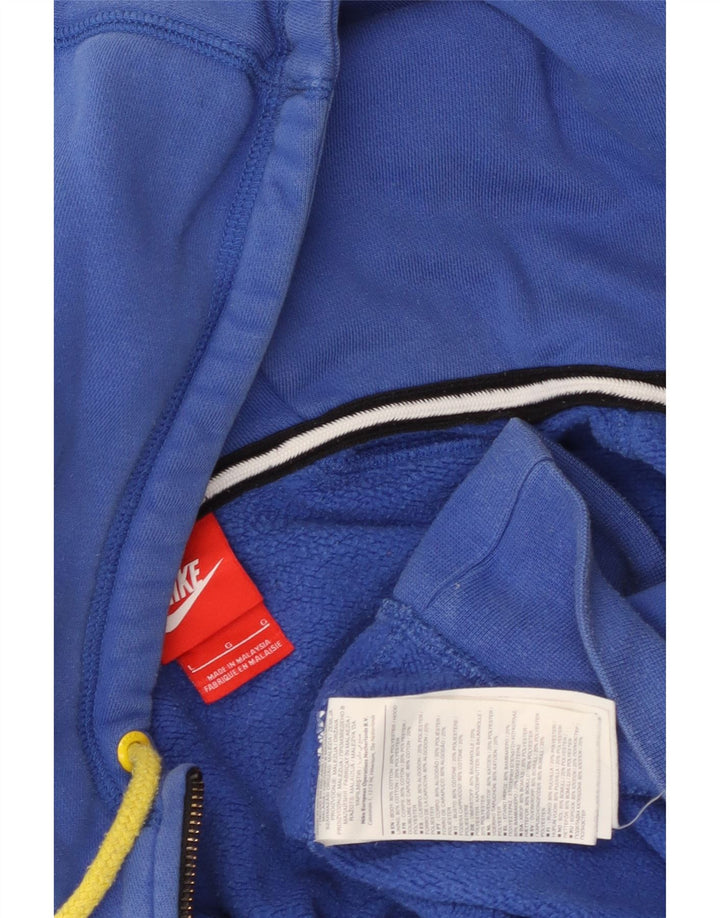 Nike Mens Zip Hoodie Sweater Large Blue Cotton