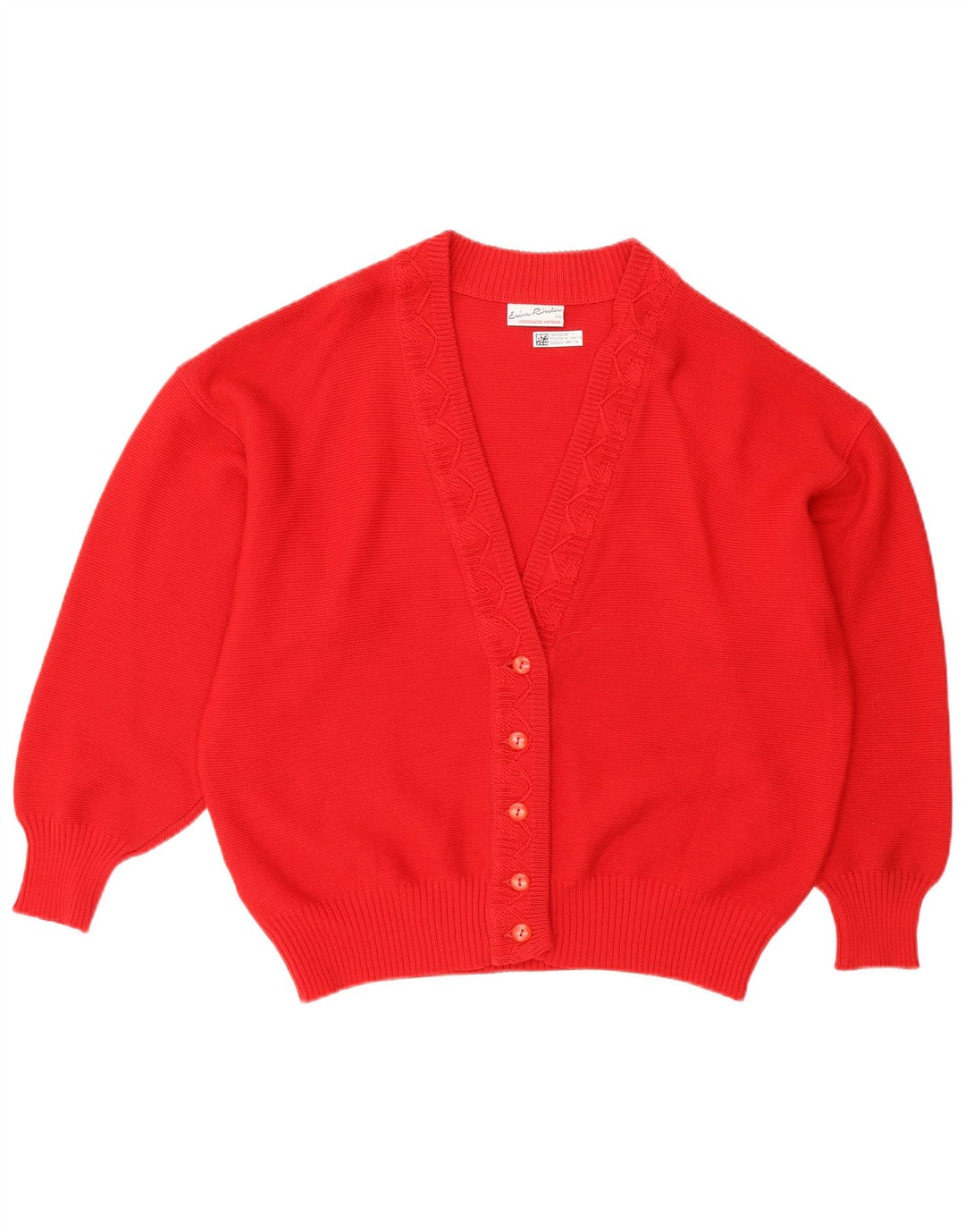 Vintage Womens Cardigan Sweater EU 44 XL Red Wool