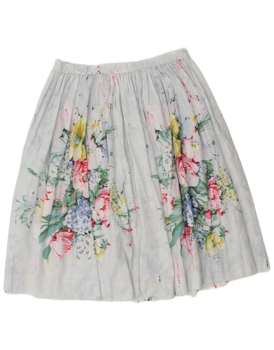 Vintage Womens Pleated A-Line Skirt W30 Medium White Floral