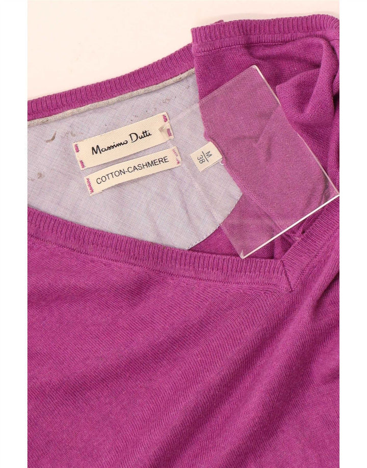Massimo Dutti Mens V-Neck Jumper Sweater Medium Purple Cotton