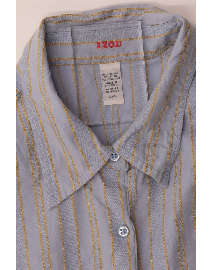 IZOD Womens Shirt UK 16 Large Blue Striped Cotton Vintage Izod and Second-Hand Izod from Messina Hembry 