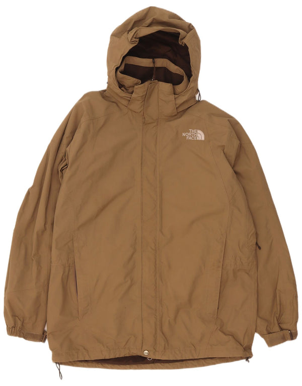 Męska kurtka przeciwdeszczowa z kapturem The North Face UK 40, duża, beżowa, nylonowa