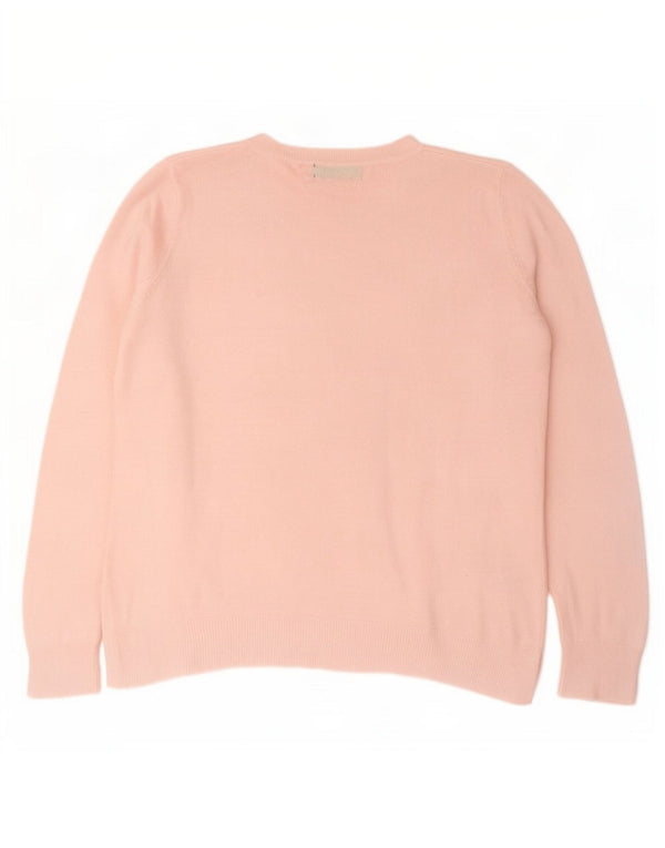 Marks & Spencer Womens Oversized Boat Neck Jumper Sweater UK 16 Large Pink