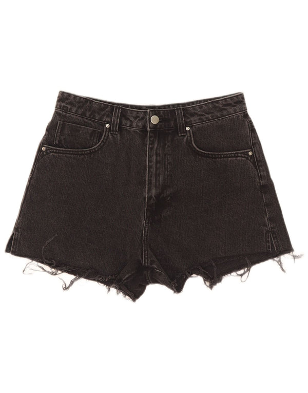 Zara Womens High Waist Denim Shorts Small W28 Black Cotton