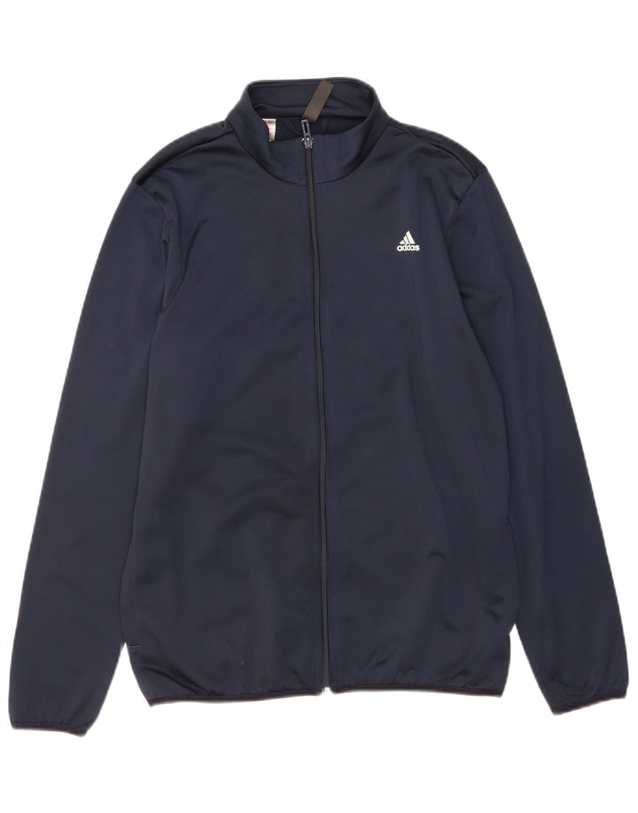 Adidas Jungen Grafik-Trainingsanzug-Top-Jacke, 15–16 Jahre, marineblaues Polyester
