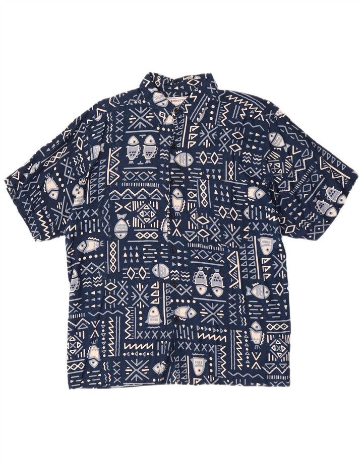 Camisa masculina de manga curta Forester grande rayon azul marinho