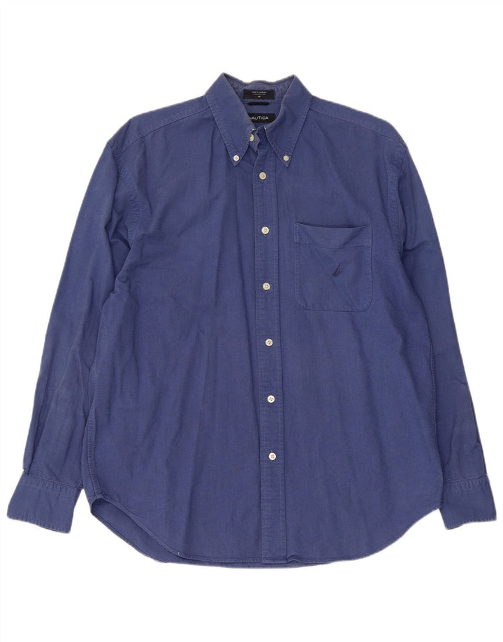 Nautica Mens Shirt Medium Blue Cotton