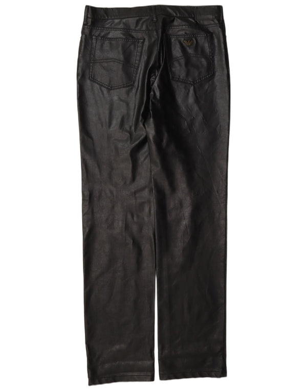 Armani Womens Leather Trousers W30 L35 Black