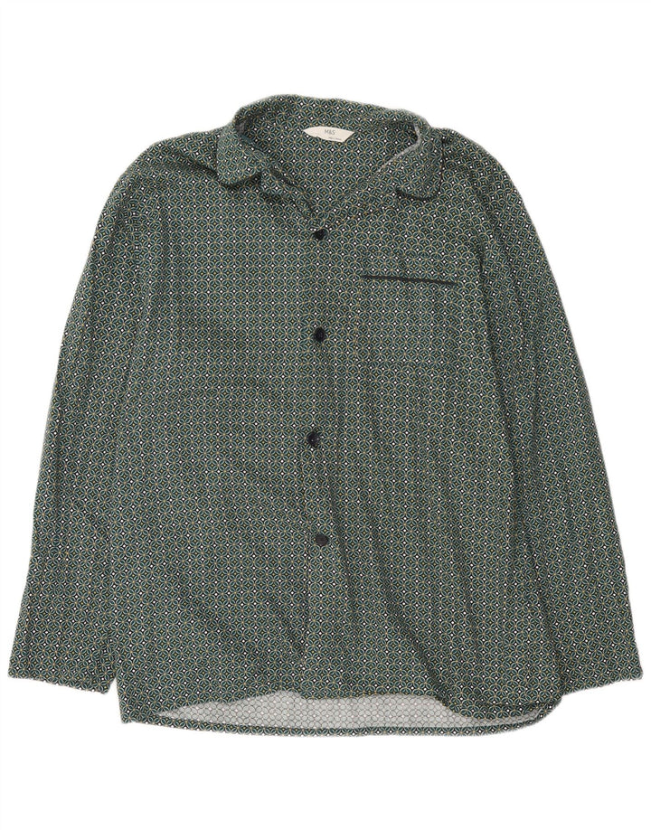 Camicia da uomo Marks & Spencer grande in cotone geometrico verde