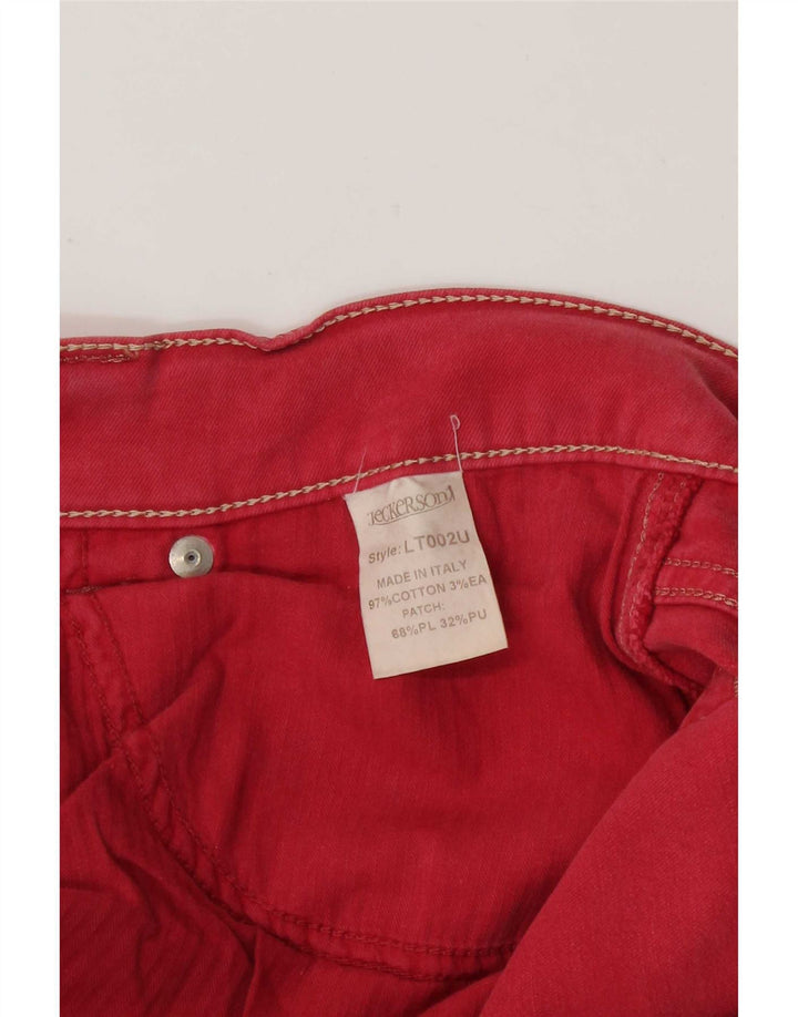 Jeckerson Mens Straight Jeans W33 L30 Red Cotton