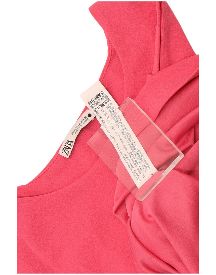 Zara Robe fourreau sans manches pour femme UK 12 Polyester rose moyen