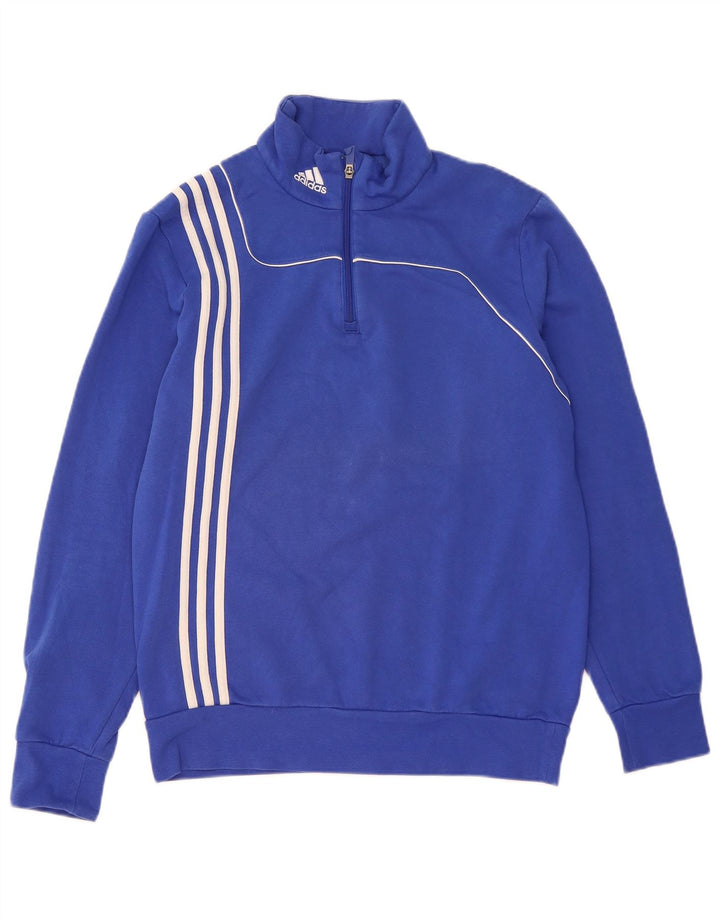 ADIDAS Mens Zip Neck Sweatshirt Jumper Medium Blue Cotton