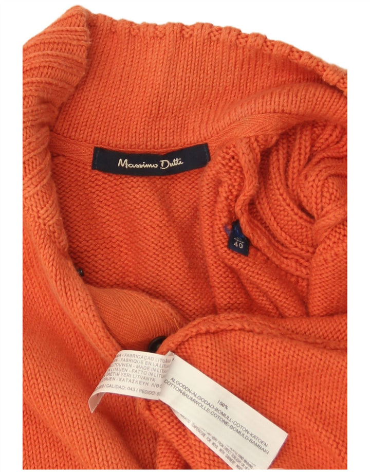MASSIMO DUTTI Herre Button Neck Jumper Sweater Stor Orange Bomuld