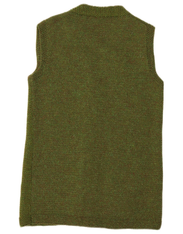Vintage damski sweter bez rękawów o przedłużonym fasonie UK 14, średni zielony